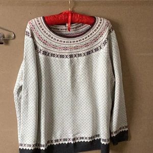 Lite cotton knit fair isle sweater